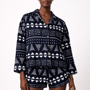 Ankara Print Button-Down Shirt for Women