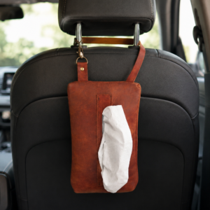 Handcrafted Leather Vehicle Tissue Holder