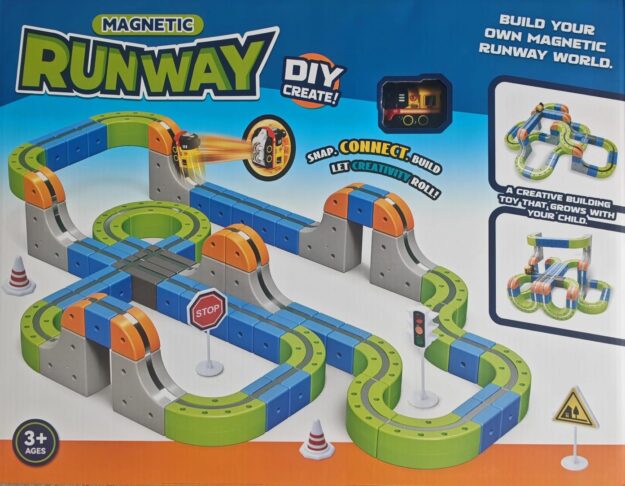 123-Piece Magnetic Runway Train Set for Kids – Electric Track Toy with Self-Driving Train, STEM Learning, Creative Building Set for Boys & Girls, Great Gift